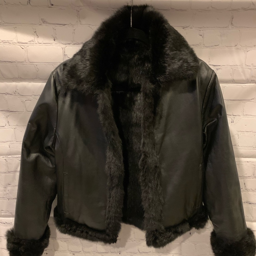 Black Reversible Leather Jkt